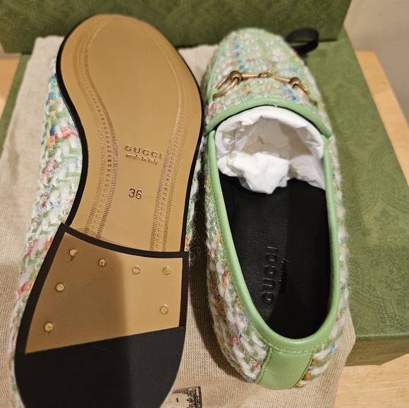 Gucci Jordaan Tweed Horsebit Moccassin Loafers Multicolor Size EU 36 - Picture 9 of 10